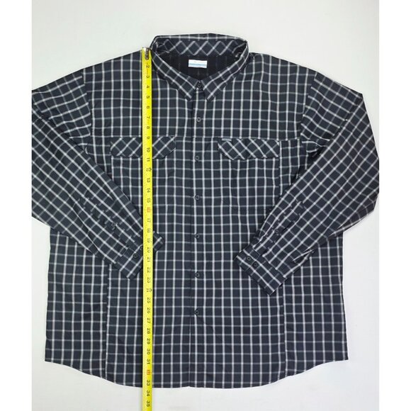 Columbia Size 3X Mens Black Gray Check Omni Shade Back Vent Polyester Shirt - Picture 12 of 13